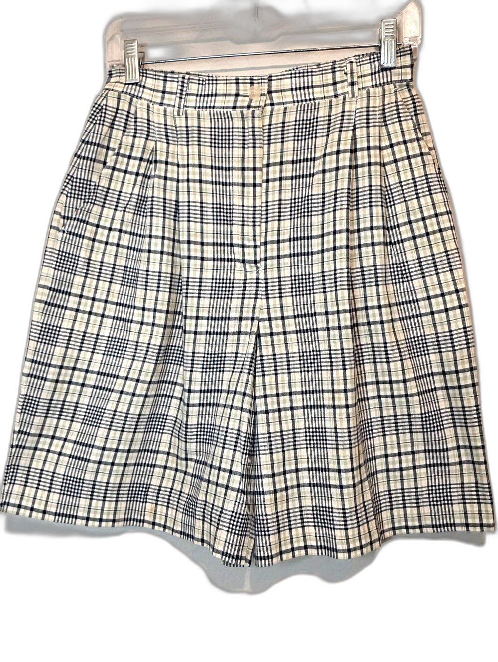 Vintage Talbots Plaid High Rise Shorts Pleated Preppy Old Money Cotton Size 10